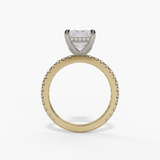 14K Yellow And White Gold Hidden Halo Radiant Natural Diamond Engagement Ring