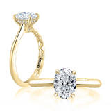14K Yellow Gold Hidden Halo Diamond Engagement Ring