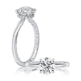 14K White Gold Hidden Halo Diamond Engagement Ring