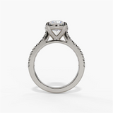 14K White Gold Classic Round Natural Diamonds Engagement Ring