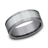 14K White Gold And Grey Tantalum 8mm Wedding Band