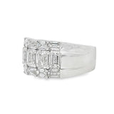 18K White Gold Wide Band Natural Diamonds Ring