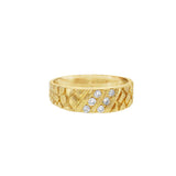 JT ESTATE 14K Yellow Gold Nugget And Channel Set Natural Diamond Band