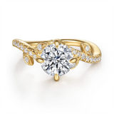 14K Yellow Gold 'Darcie' Floral Round Natural Diamonds Engagement Ring
