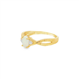10K Yellow Gold Oval Opal Three Stone Ring