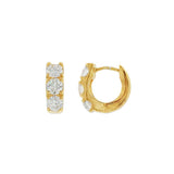18K Yellow Gold 12Mm Round Huggie Natural Diamonds Hoop Earrings