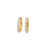 14K Yellow Gold 15mm Diamond Huggie Earrings