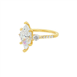 14K Yellow Gold 'Moon' Three Stone Marquise Natural Diamonds Engagement Ring