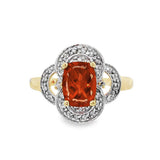 JT ESTATE 14K Yellow And White Gold Two-Tone Cushion Citrine Halo Ring