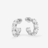 Silver Overlay 'Oh She Fancy' Cubic Zirconia Inside Out Hoop Earrings