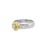 JT ESTATE 14K White And Yellow Gold Flower Natural Diamond Ring