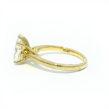 14K Yellow And White Gold Solitaire Diamond Engagement Ring With Peek-A-Boo Diamonds