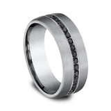 Grey Tantalum ‘The Edison’ 7.5mm Black Diamond Channel Set Wedding Band