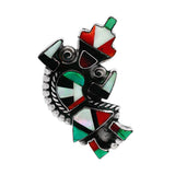 JT ESTATE Sterling Silver Zuni Rainbow Man Inlaid Brooch