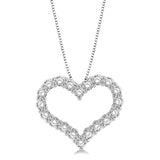 14K White Gold Diamond Heart Pendant Necklace