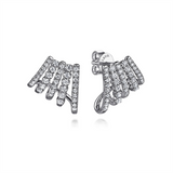 14K White Gold Huggie 12Mm Prong Set Round Diamond J Hoop Earrings