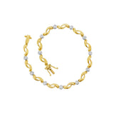 JT ESTATE 18K Yellow And White Gold Bezel Set Natural Diamond Bracelet