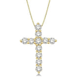 14K Yellow Gold Natural Diamonds Cross Pendant