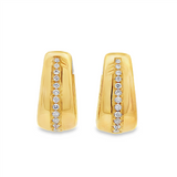 18K Yellow Gold 25Mm Wide Oval Natural Diamonds Hoop Earrings