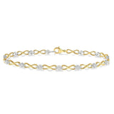 10K Yellow And White Gold Diamond Link Bracelet