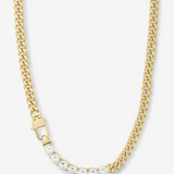 18K Yellow Gold Overlay Cubic Zirconia Cuban Chain Necklace