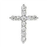 14K White Gold Natural Diamonds Cross Pendant