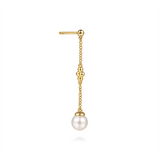 14K Yellow Gold Bujukan Clover Freshwater Pearl Drop Earrings