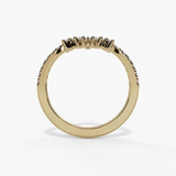 14K Yellow Gold Curved Natural Diamonds Band