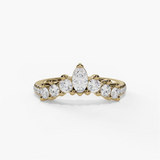 14K Yellow Gold Curved Natural Diamonds Band