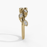14K Yellow Gold Floral Natural Diamonds Band