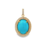 18K Yellow Gold Turquoise Halo Pendant