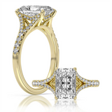 14K Yellow Gold 2.58Ct Radiant Lab Grown Diamonds Split Shank Engagement Ring