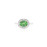 18K White And Yellow Gold Oval Tsavorite Garnet Halo Ring
