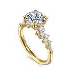 14K Yellow Gold 'Cove' Organic Round Natural Diamonds Engagement Ring