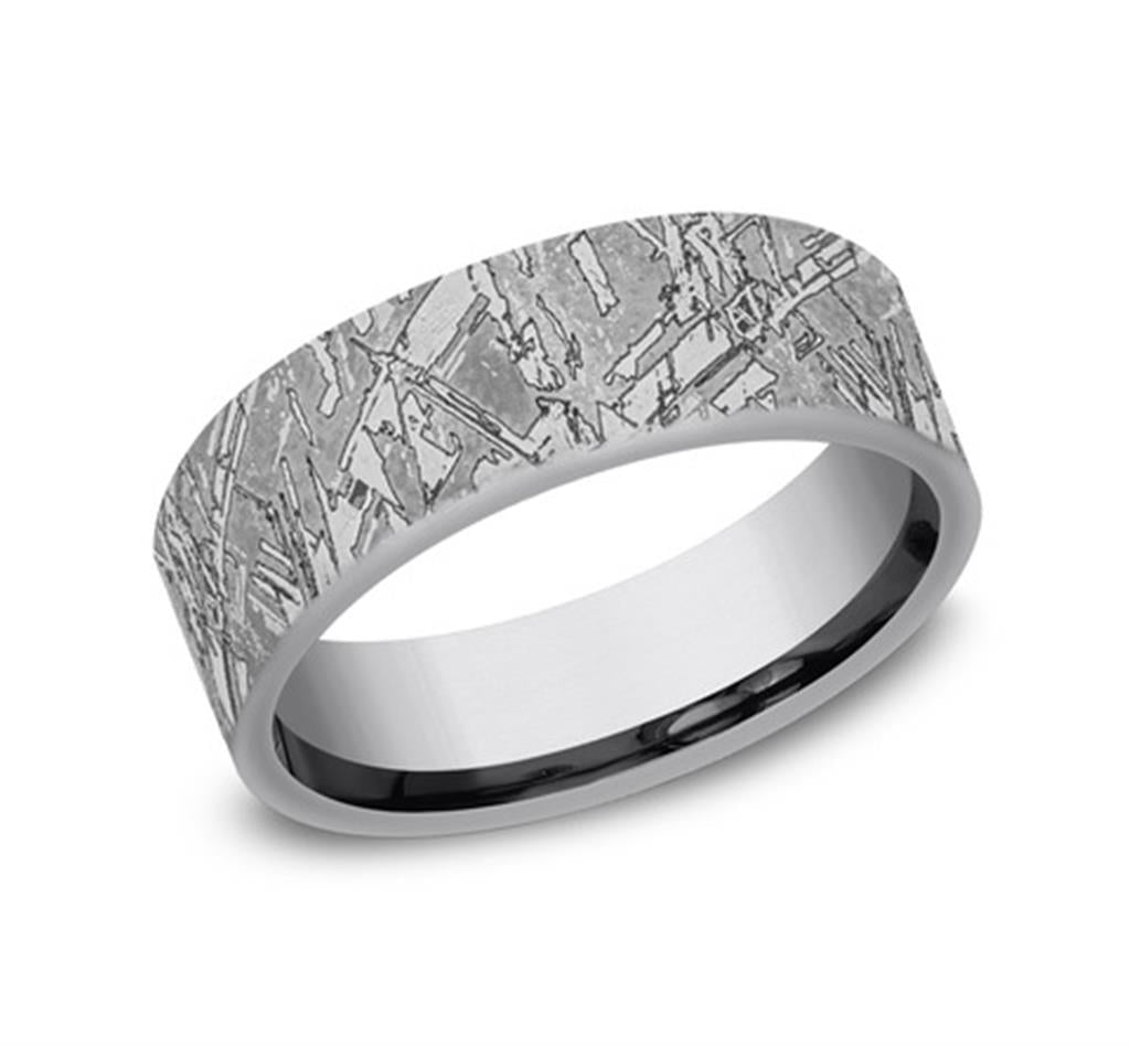 Gray Tantalum ‘The Gibeon’ 7mm Meteorite Pattern Comfort Fit Wedding Band