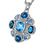 14K White Gold Blue Topaz Contemporary Pendant