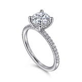 14K White Gold 'Stasia' Classic Round Natural Diamonds Engagement Ring