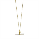 14K Yellow Gold Mother of Pearl T-Bar Necklace