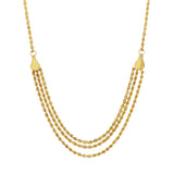 JT ESTATE 14K Yellow Gold Hollow 3-Strand Center Rope Necklace