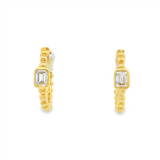 14K Yellow Gold Huggie Natural Diamonds Earrings