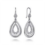 Sterling Silver White Sapphire Teardrop Bujukan Dangle Earrings