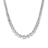 JT ESTATE 14K White Gold Illusion Set Natural Diamond Riviera Necklace