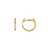 18K Yellow Gold 12Mm Round Huggie Natural Diamonds Hoop Earrings