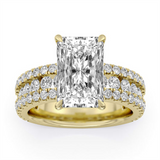 14K Yellow Gold 5.10Ct Radiant Lab Grown Diamonds Wide Band Engagement Ring