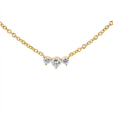 18K Yellow Gold Natural Diamond Three-Stone Bar Necklace