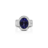 18K White Gold Oval Tanzanite Halo Ring