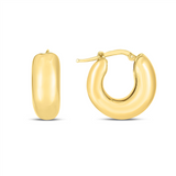 14K Yellow Gold 20mm Semi-Solid Small Puffy Hoops
