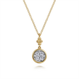 14K Yellow And White Gold Bujukan Circle Diamond Pendant