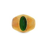 JT ESTATE 14K Yellow Gold Cabochon Jade Contemporary Ring