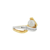 JT ESTATE 14K Yellow And White Gold Pearl And Diamond Free Form Ring